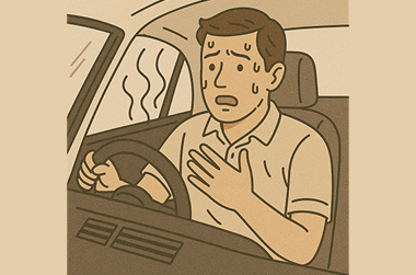 車のエアコンがきいていないイラスト