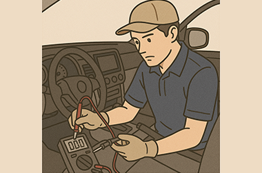 電装系の不具合チェックしているイラスト
