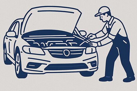車の点検をしている男性のイラスト